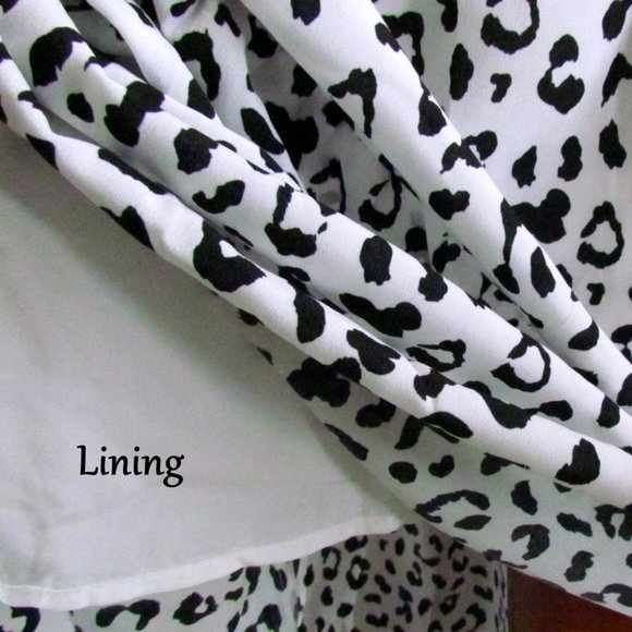 SKIRT, XL LONG TIERED BLACK & WHITE FLOWING LINED MAXI SKIRT, NWT, ELASTIC WAIST - Picture 3 of 5